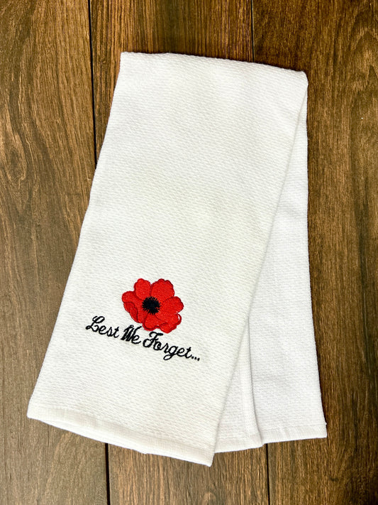 Lest We Forget Embroidered Hand Towel