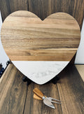 Heart-Shaped Wood & Marble Cutting Board