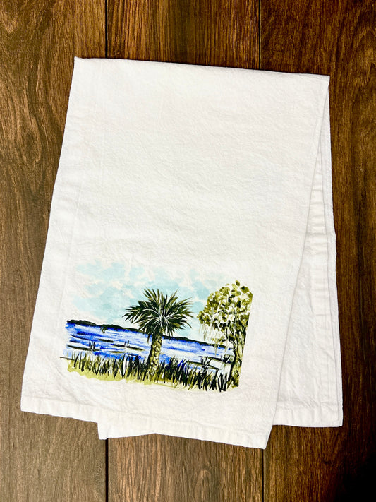 Watercolor Palmetto Hand Towel